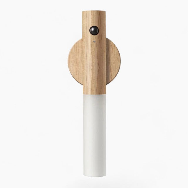 Contemporary LED Motion Sensor Lamp | Warm White Light, Wooden Design, USB Rechargeable