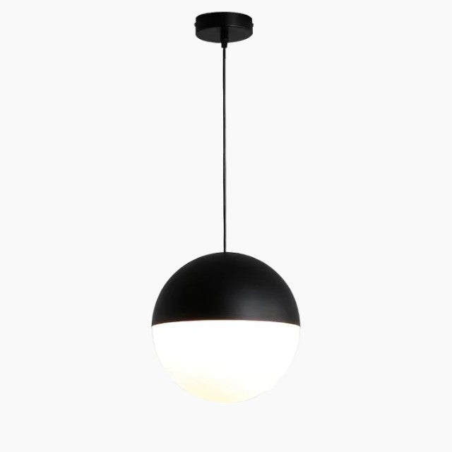Modern Globe Pendant Light – Frosted Glass Loft Lamp in Black