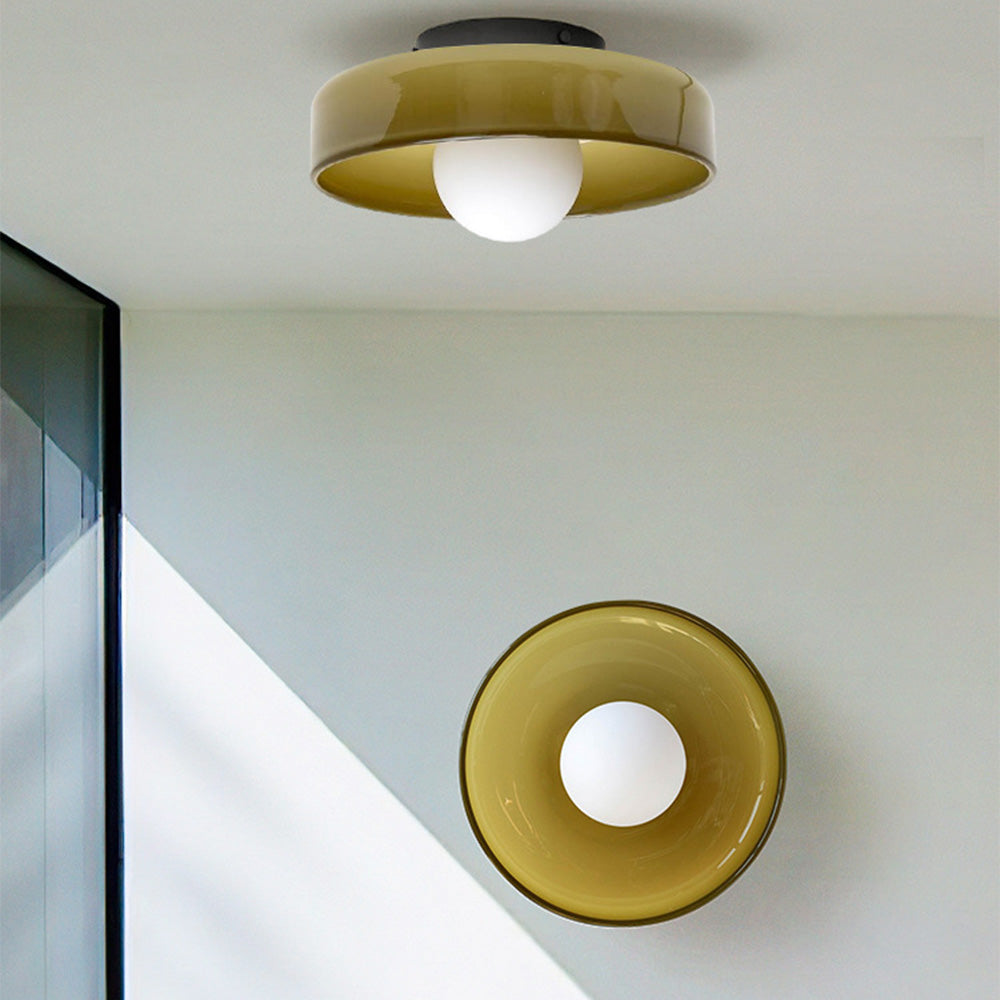 Contemporary Amber Glass Ceiling Light with G9 LED - Available in 25cm and 35cm, 220-240V