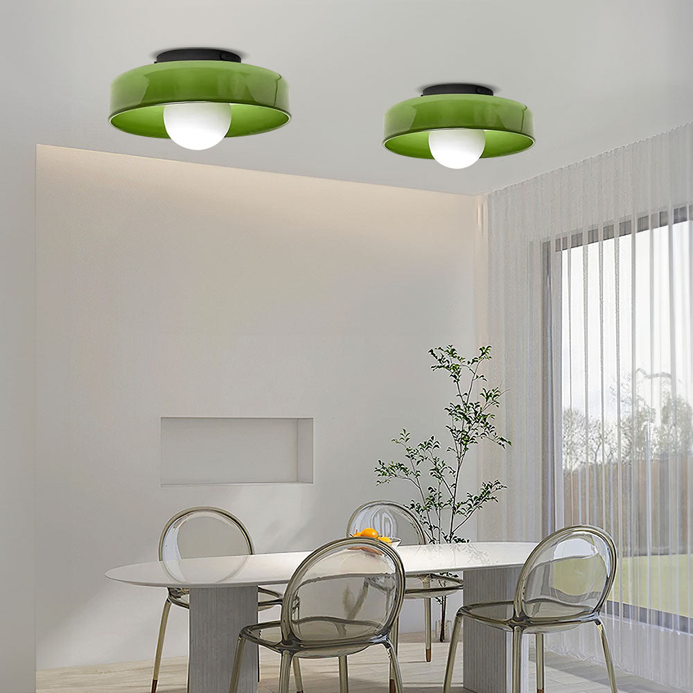Contemporary Amber Glass Ceiling Light with G9 LED - Available in 25cm and 35cm, 220-240V