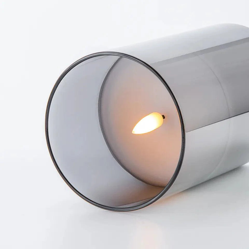 Set of 3 AmbiCandle LED Candles – Gray Glass with Realistic Flame Effect