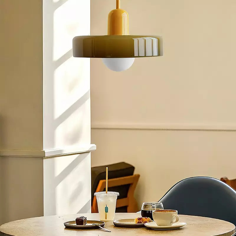 Vibrant Bauhaus-Inspired Glass Pendant Light