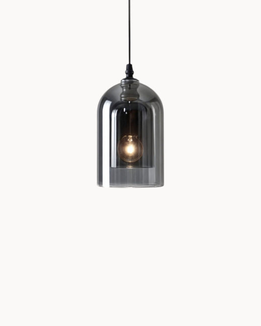 Contemporary Amber Glass Pendant Light with Copper and Wrought Iron Accents