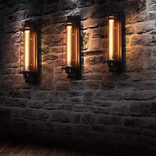 Retro Industrial Wall Sconce - Black Iron, E27 LED Compatible, Up and Down Lighting