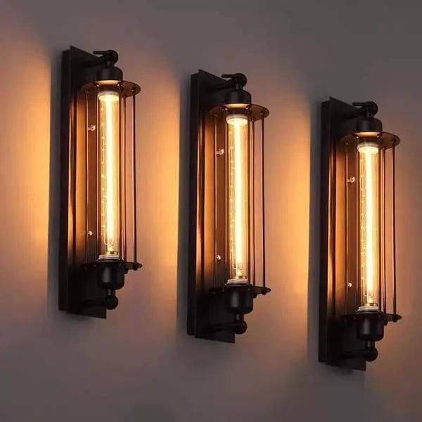 Retro Industrial Wall Sconce - Black Iron, E27 LED Compatible, Up and Down Lighting