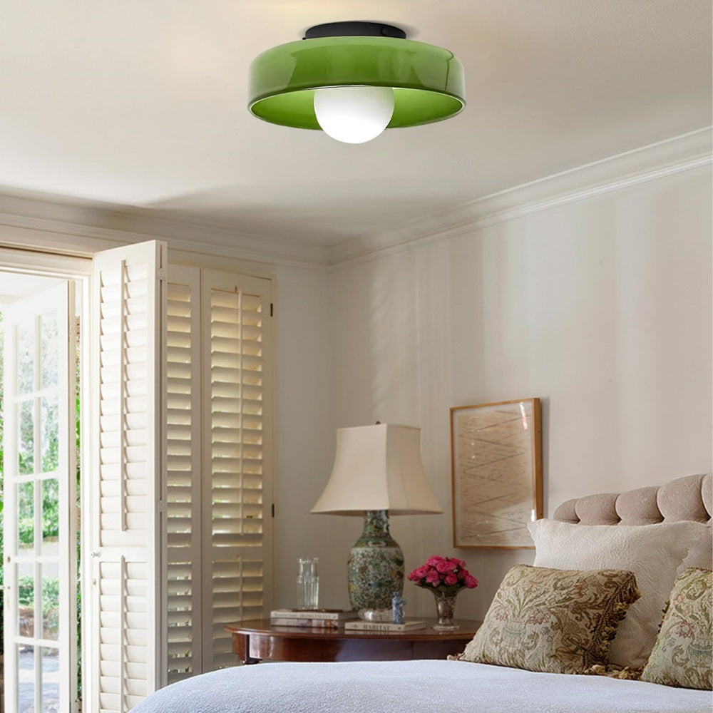 Contemporary Amber Glass Ceiling Light with G9 LED - Available in 25cm and 35cm, 220-240V