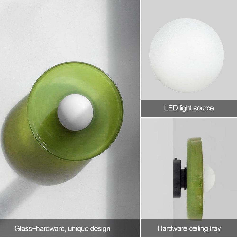 Contemporary Amber Glass Ceiling Light with G9 LED - Available in 25cm and 35cm, 220-240V