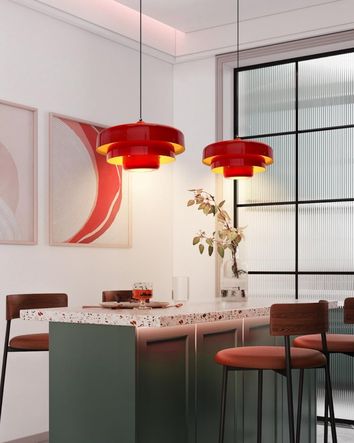 Mid-Century Loft Pendant Lamp - Black and Gold Finish