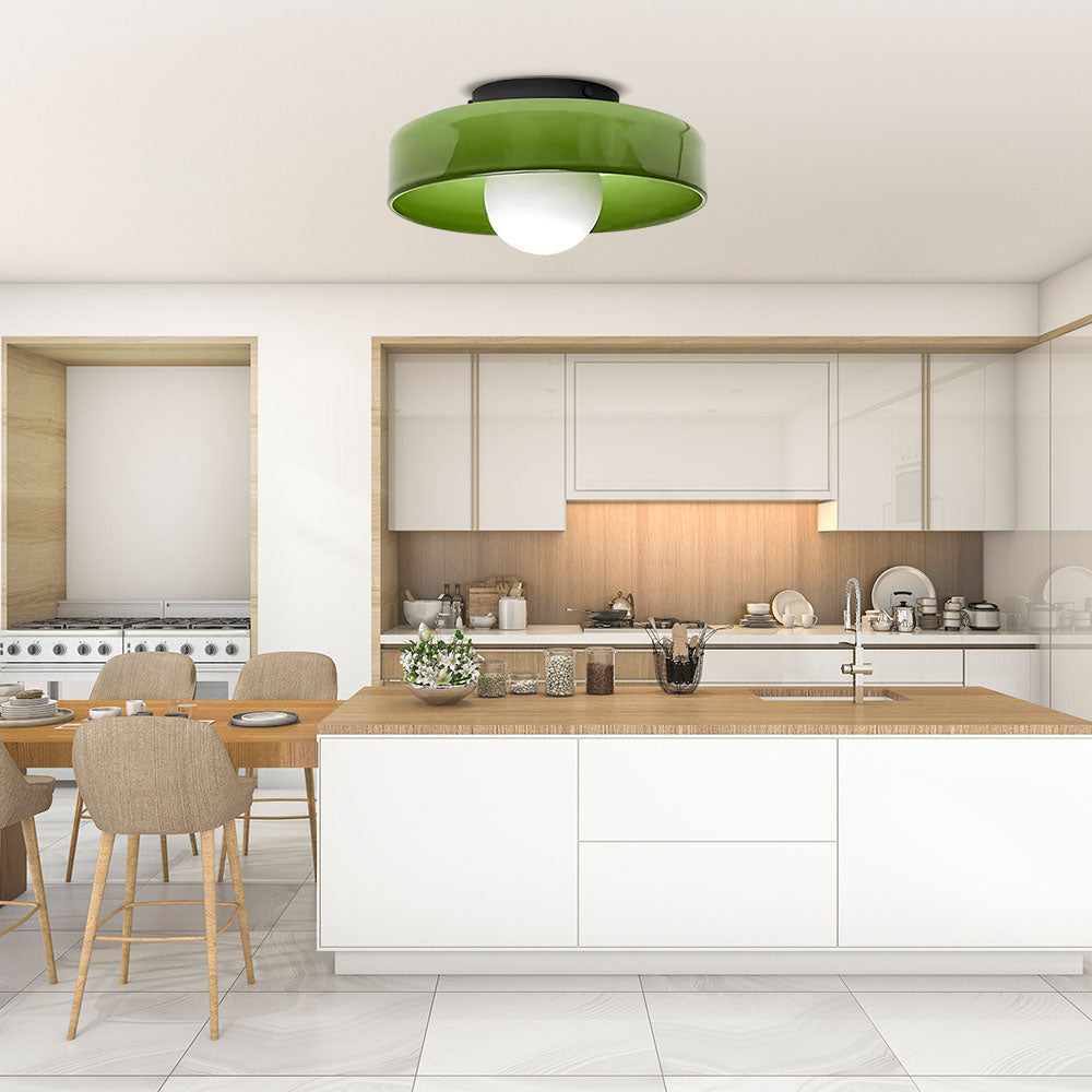 Contemporary Amber Glass Ceiling Light with G9 LED - Available in 25cm and 35cm, 220-240V