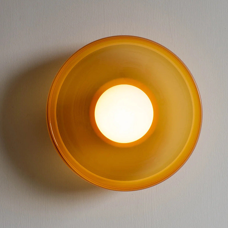Contemporary Amber Glass Ceiling Light with G9 LED - Available in 25cm and 35cm, 220-240V
