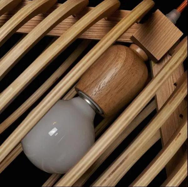 Contemporary Wooden Pendant Light | Natural Wood Finish, E27 Socket