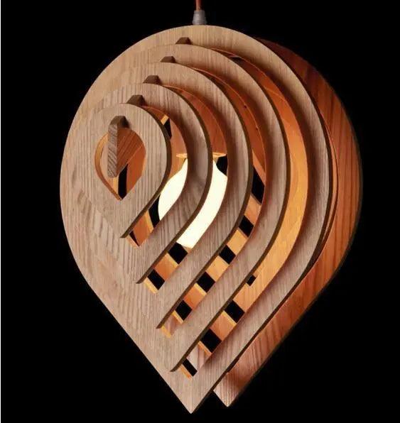 Contemporary Wooden Pendant Light | Natural Wood Finish, E27 Socket
