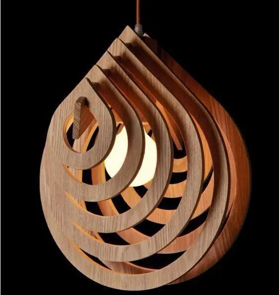 Contemporary Wooden Pendant Light | Natural Wood Finish, E27 Socket