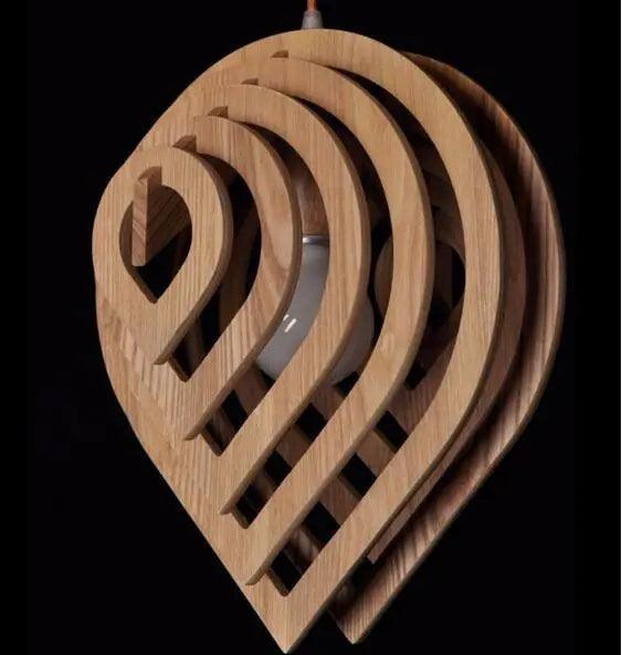 Contemporary Wooden Pendant Light | Natural Wood Finish, E27 Socket