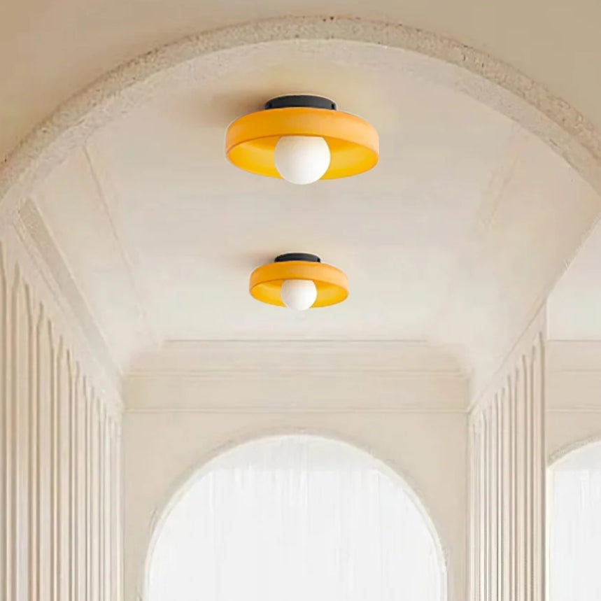 Contemporary Amber Glass Ceiling Light with G9 LED - Available in 25cm and 35cm, 220-240V