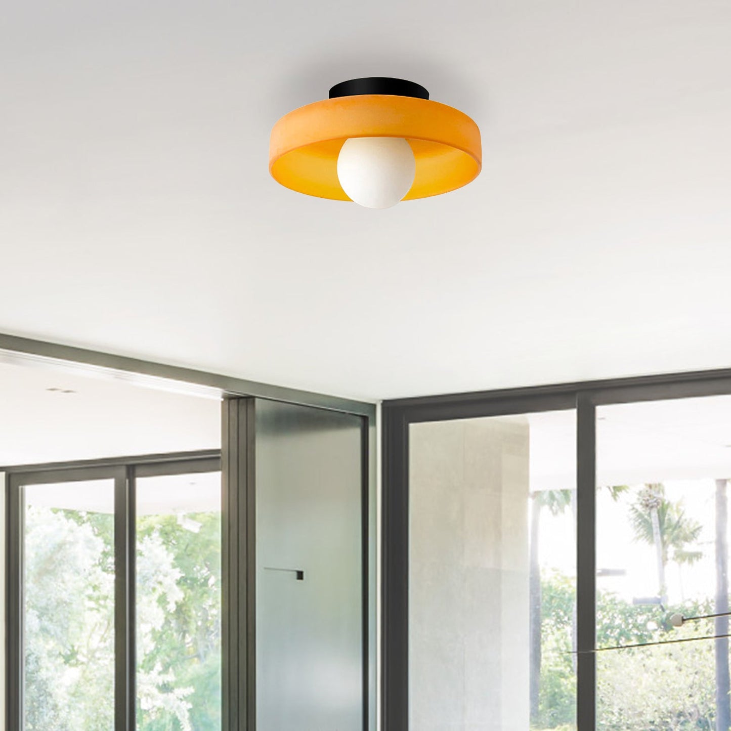 Contemporary Amber Glass Ceiling Light with G9 LED - Available in 25cm and 35cm, 220-240V