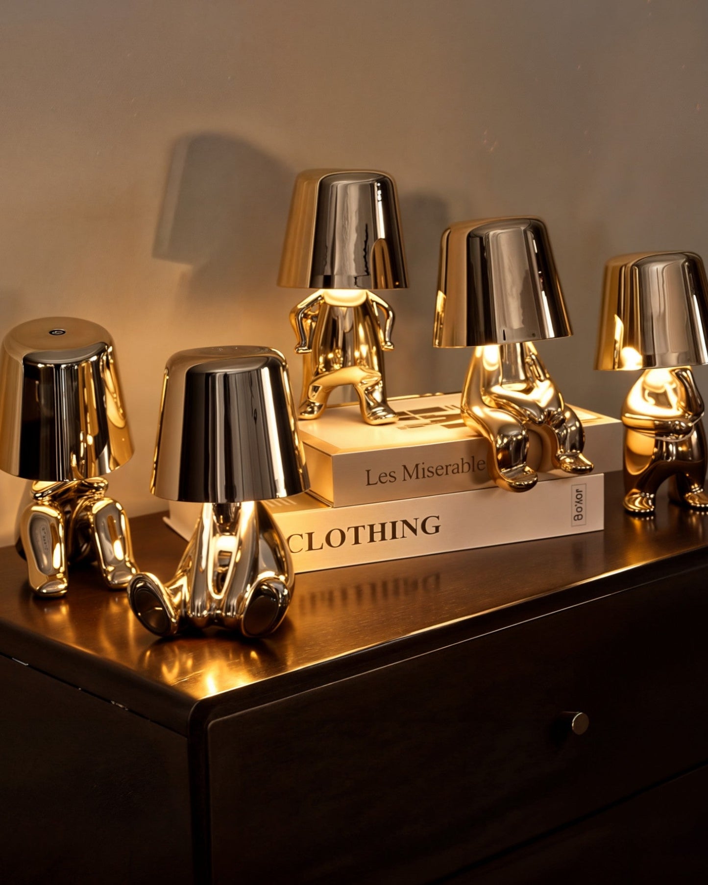 Elegant Golden USB Rechargeable Table Lamp - Dimmable, 1800mAh Battery, Resin Construction, 3W Power