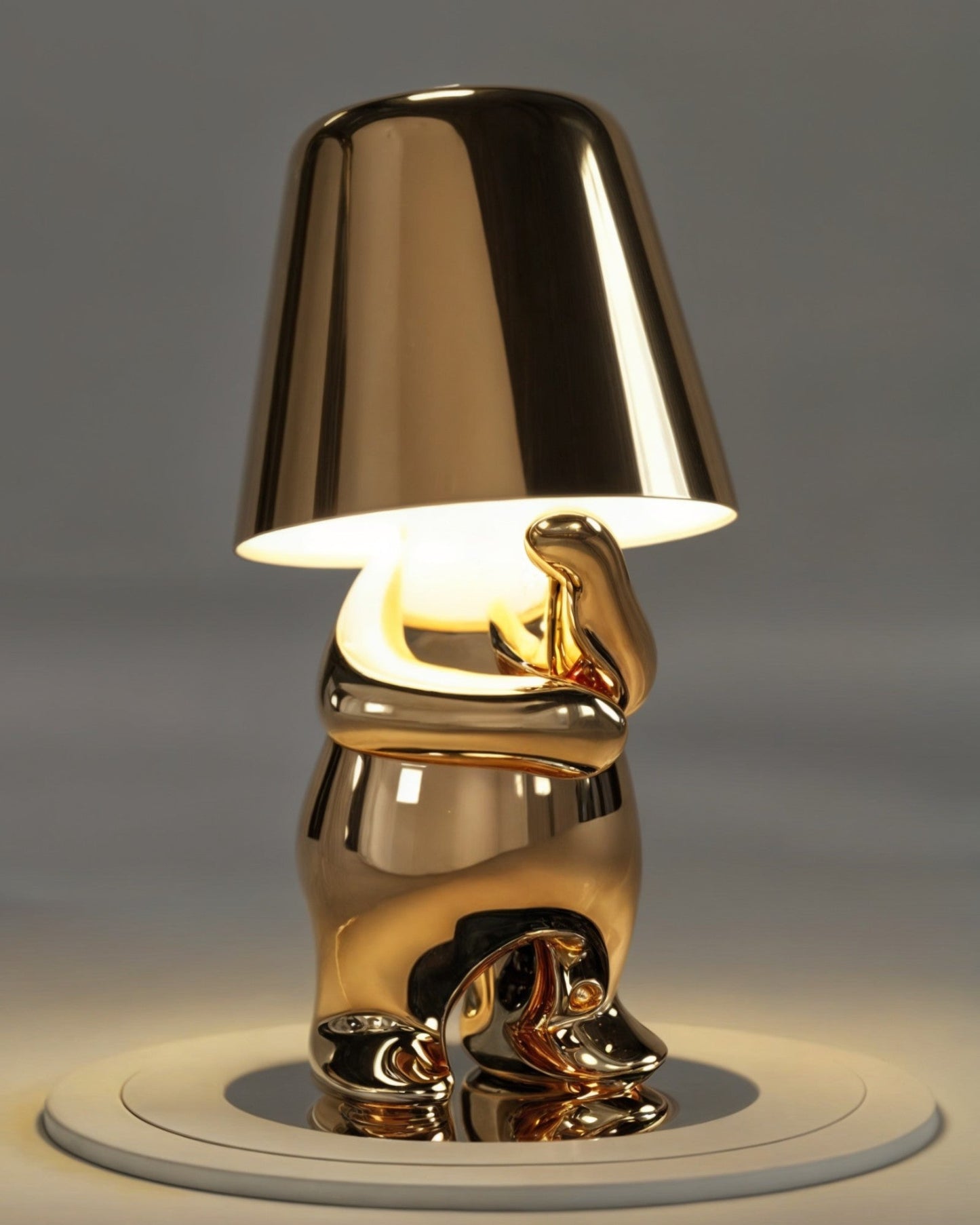 Elegant Golden USB Rechargeable Table Lamp - Dimmable, 1800mAh Battery, Resin Construction, 3W Power