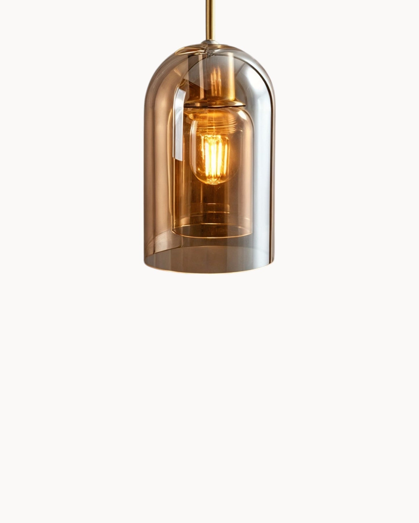 Contemporary Amber Glass Pendant Light with Copper and Wrought Iron Accents