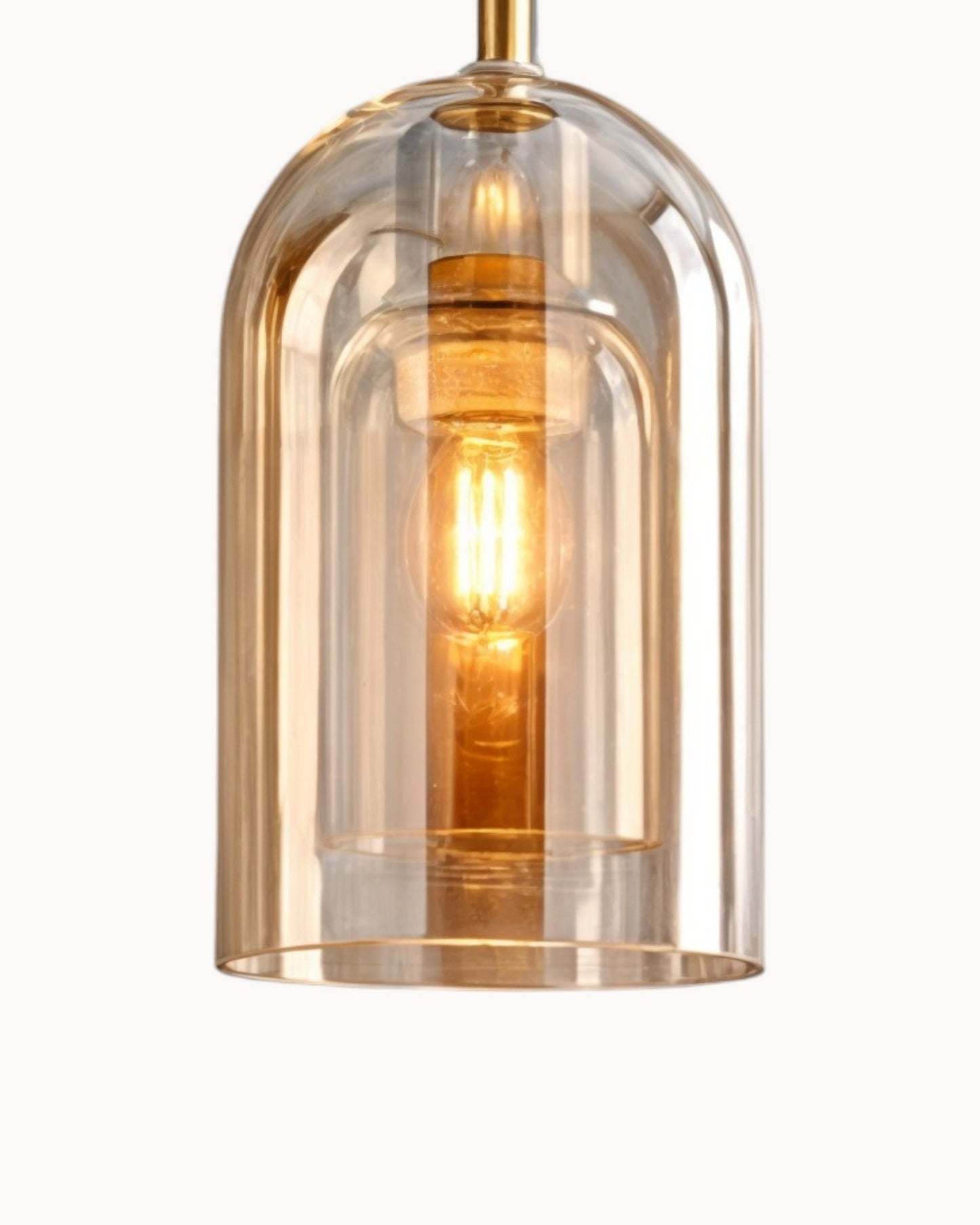 Contemporary Amber Glass Pendant Light with Copper and Wrought Iron Accents