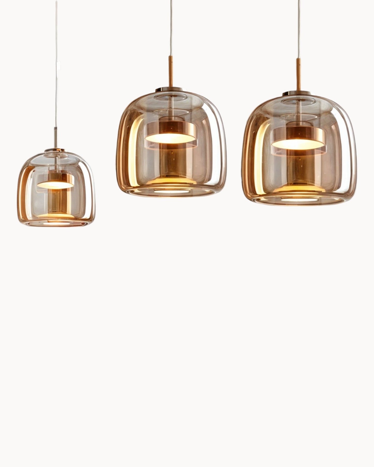 Contemporary Amber Glass Pendant Light with Copper and Wrought Iron Accents