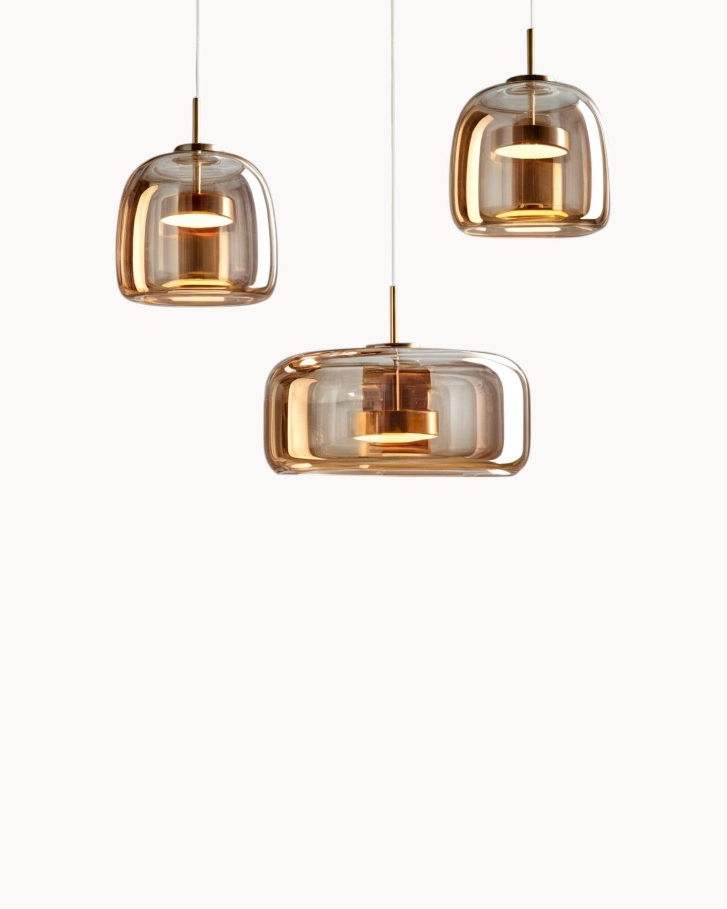 Contemporary Amber Glass Pendant Light with Copper and Wrought Iron Accents