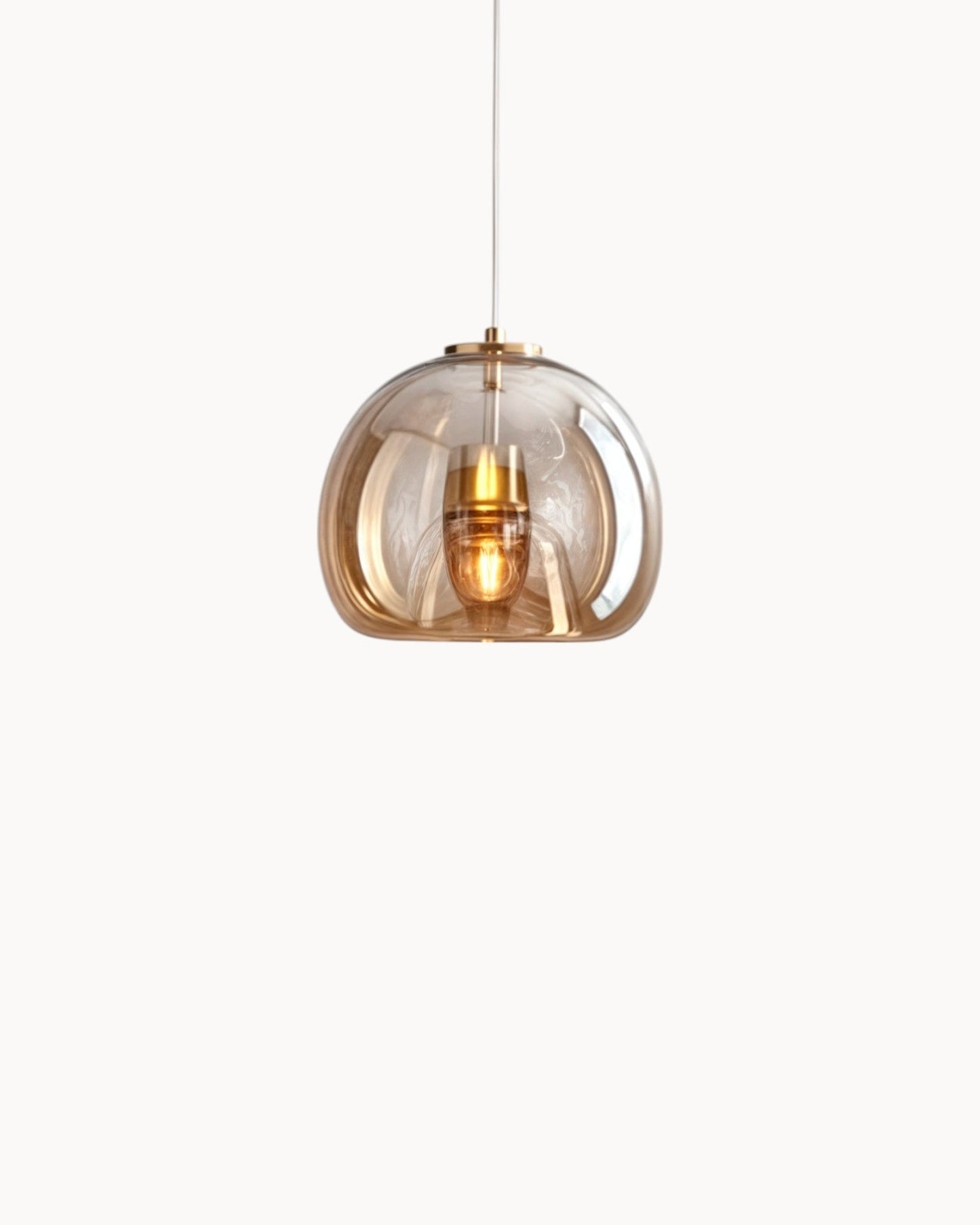 Contemporary Amber Glass Pendant Light with Copper and Wrought Iron Accents