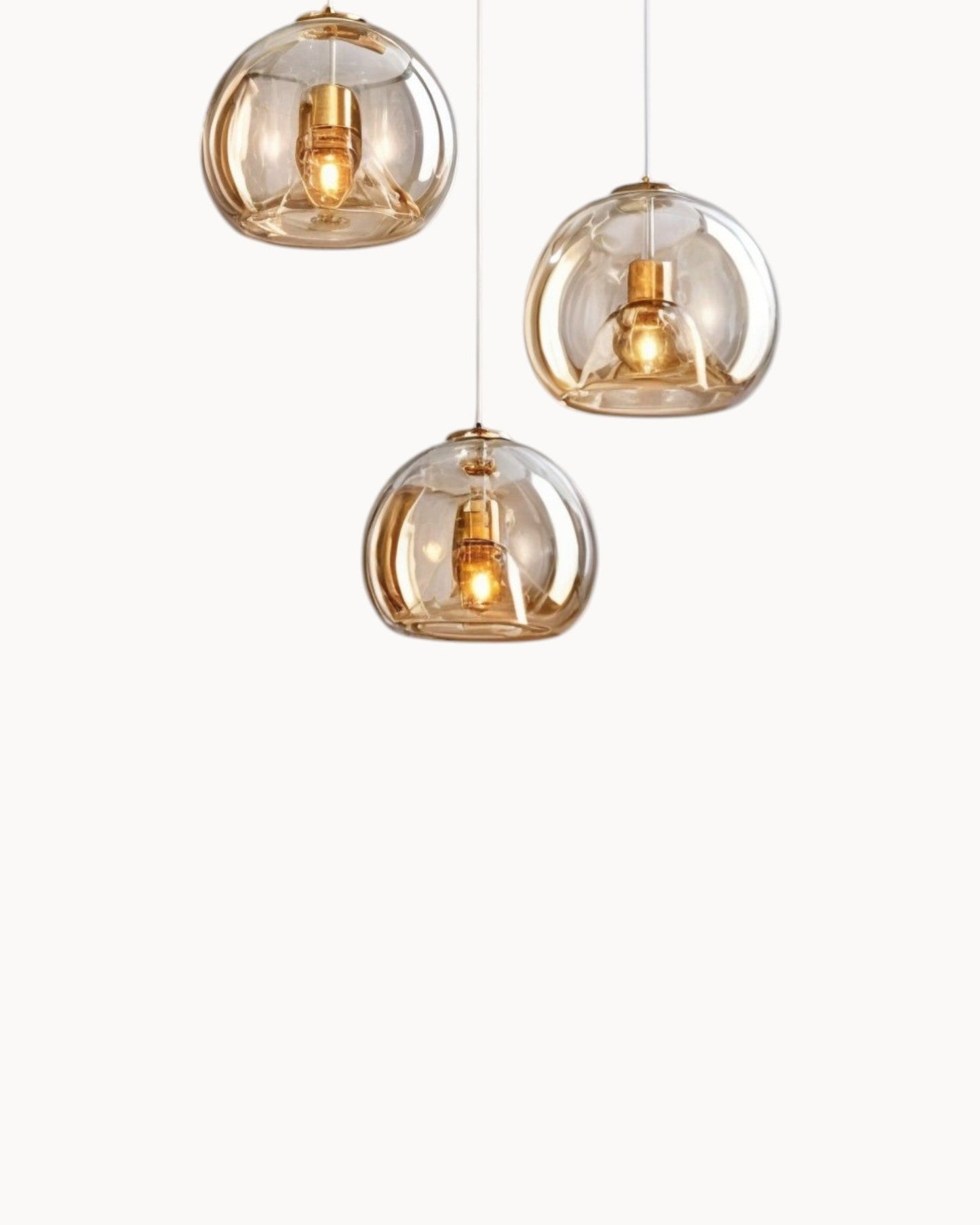 Contemporary Amber Glass Pendant Light with Copper and Wrought Iron Accents