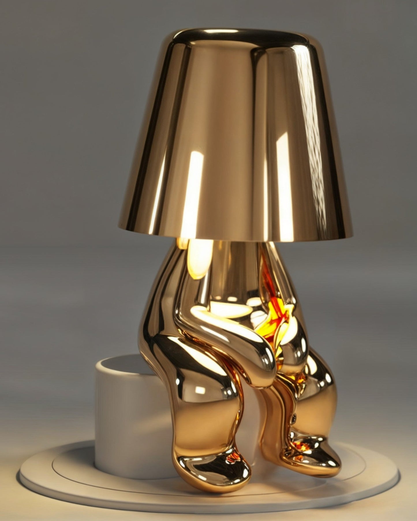 Elegant Golden USB Rechargeable Table Lamp - Dimmable, 1800mAh Battery, Resin Construction, 3W Power