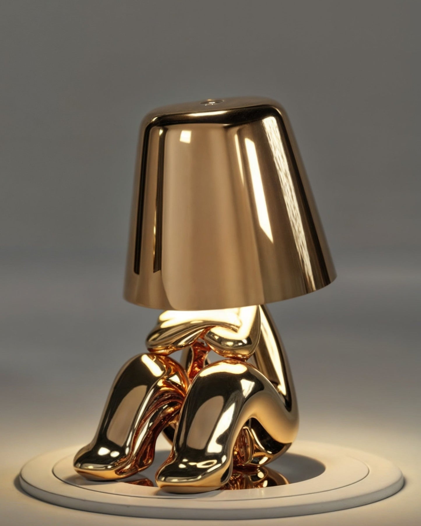 Elegant Golden USB Rechargeable Table Lamp - Dimmable, 1800mAh Battery, Resin Construction, 3W Power