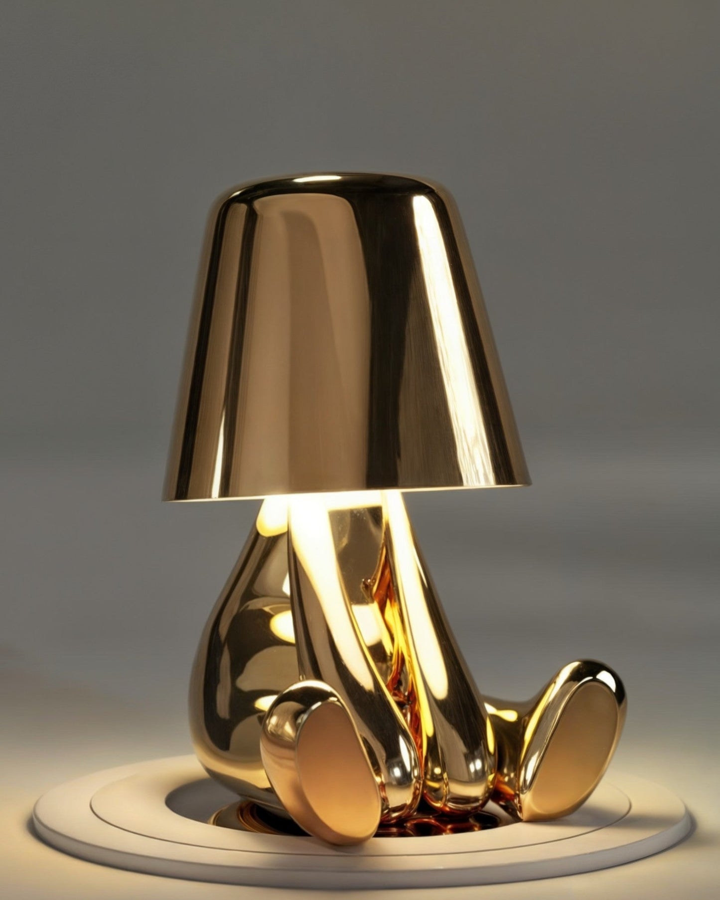 Elegant Golden USB Rechargeable Table Lamp - Dimmable, 1800mAh Battery, Resin Construction, 3W Power