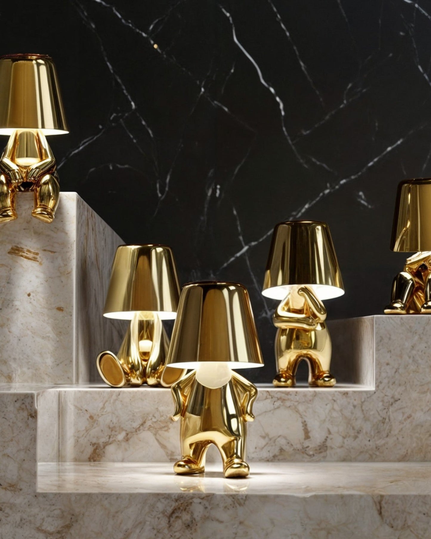 Elegant Golden USB Rechargeable Table Lamp - Dimmable, 1800mAh Battery, Resin Construction, 3W Power