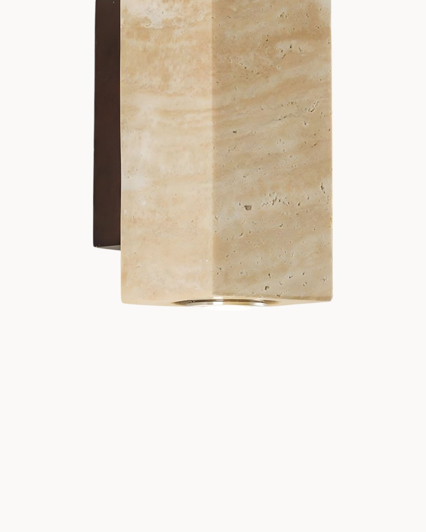 Gerini Square Wall Light - Natural Stone Travertine with Wooden Base - E27