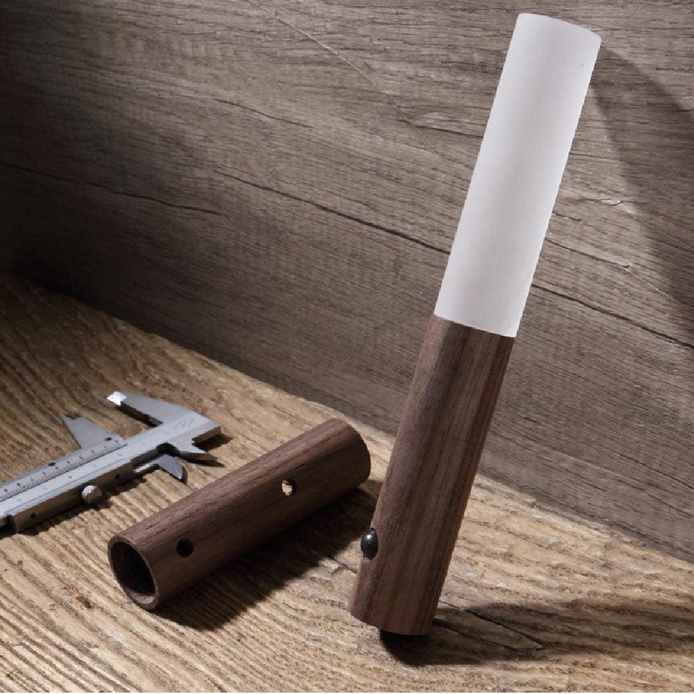 Contemporary LED Motion Sensor Lamp | Warm White Light, Wooden Design, USB Rechargeable