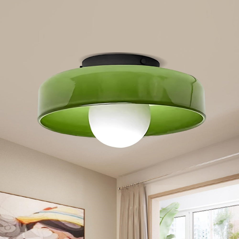 Contemporary Amber Glass Ceiling Light with G9 LED - Available in 25cm and 35cm, 220-240V