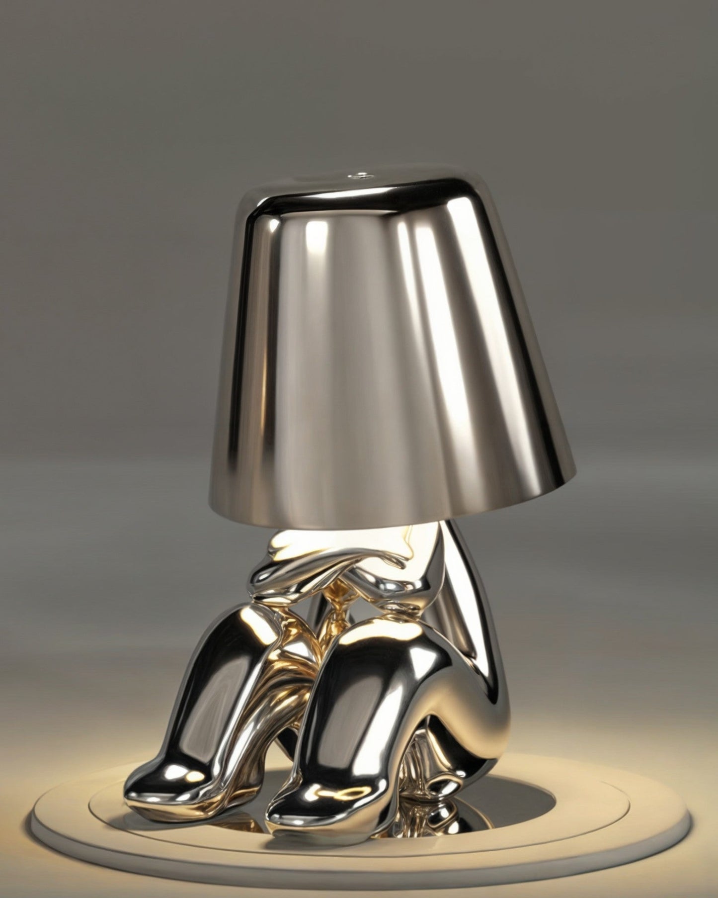 Elegant Golden USB Rechargeable Table Lamp - Dimmable, 1800mAh Battery, Resin Construction, 3W Power
