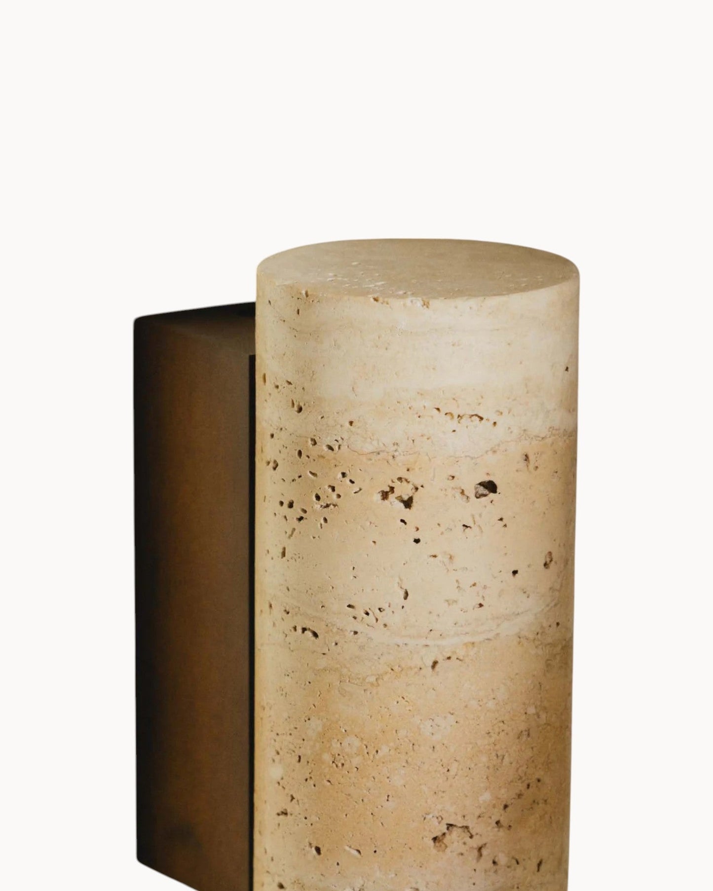 Gerini Square Wall Light - Natural Stone Travertine with Wooden Base - E27
