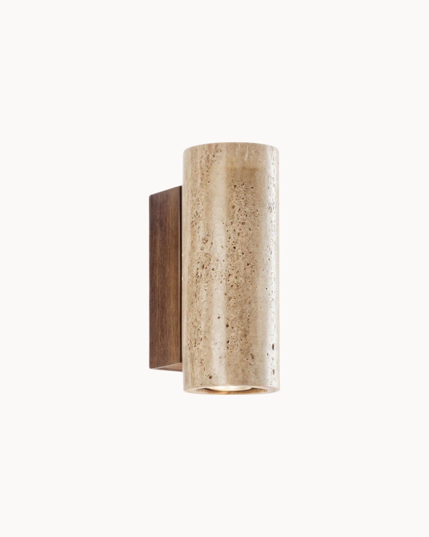 Gerini Square Wall Light - Natural Stone Travertine with Wooden Base - E27