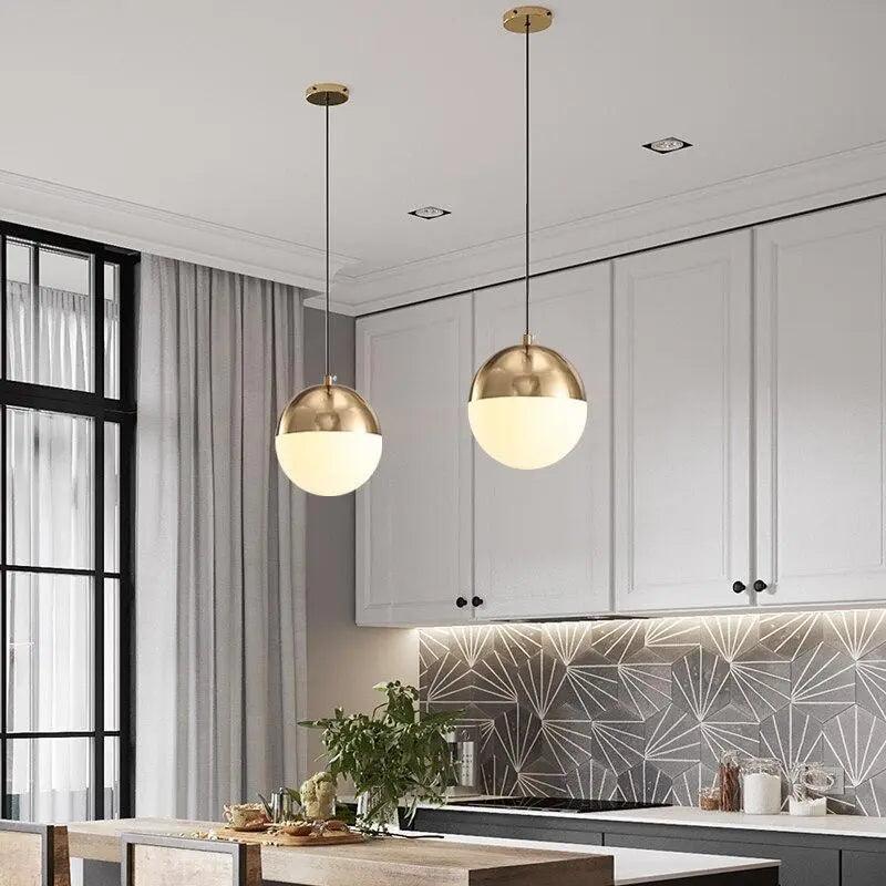Modern Globe Pendant Light – Frosted Glass Loft Lamp in Black