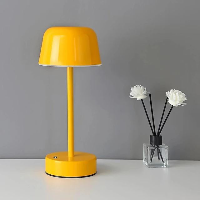 Rechargeable Wireless Portable Iron Table Lamp with Dimmable Lighting