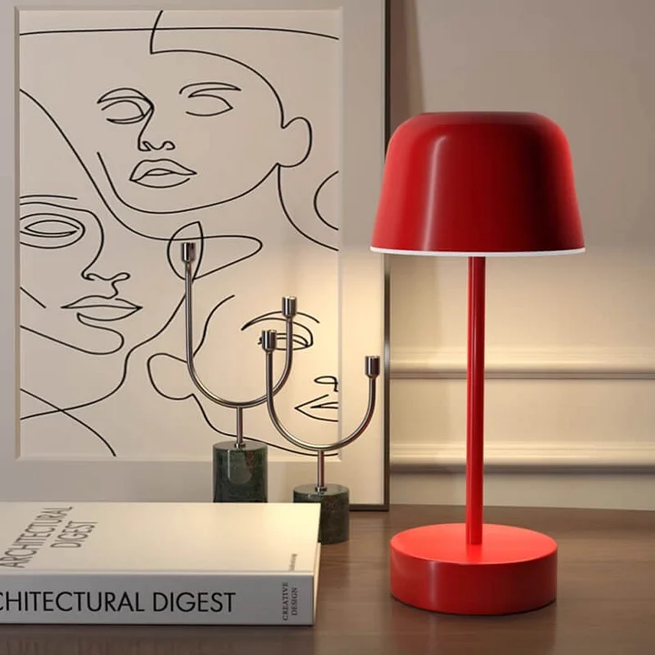Rechargeable Wireless Portable Iron Table Lamp with Dimmable Lighting