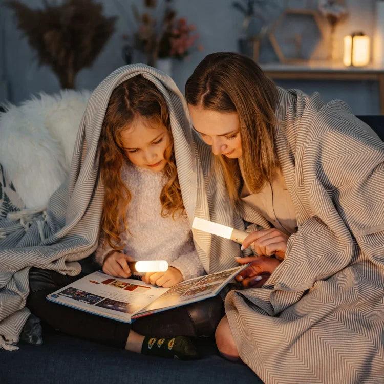 Contemporary LED Motion Sensor Lamp | Warm White Light, Wooden Design, USB Rechargeable
