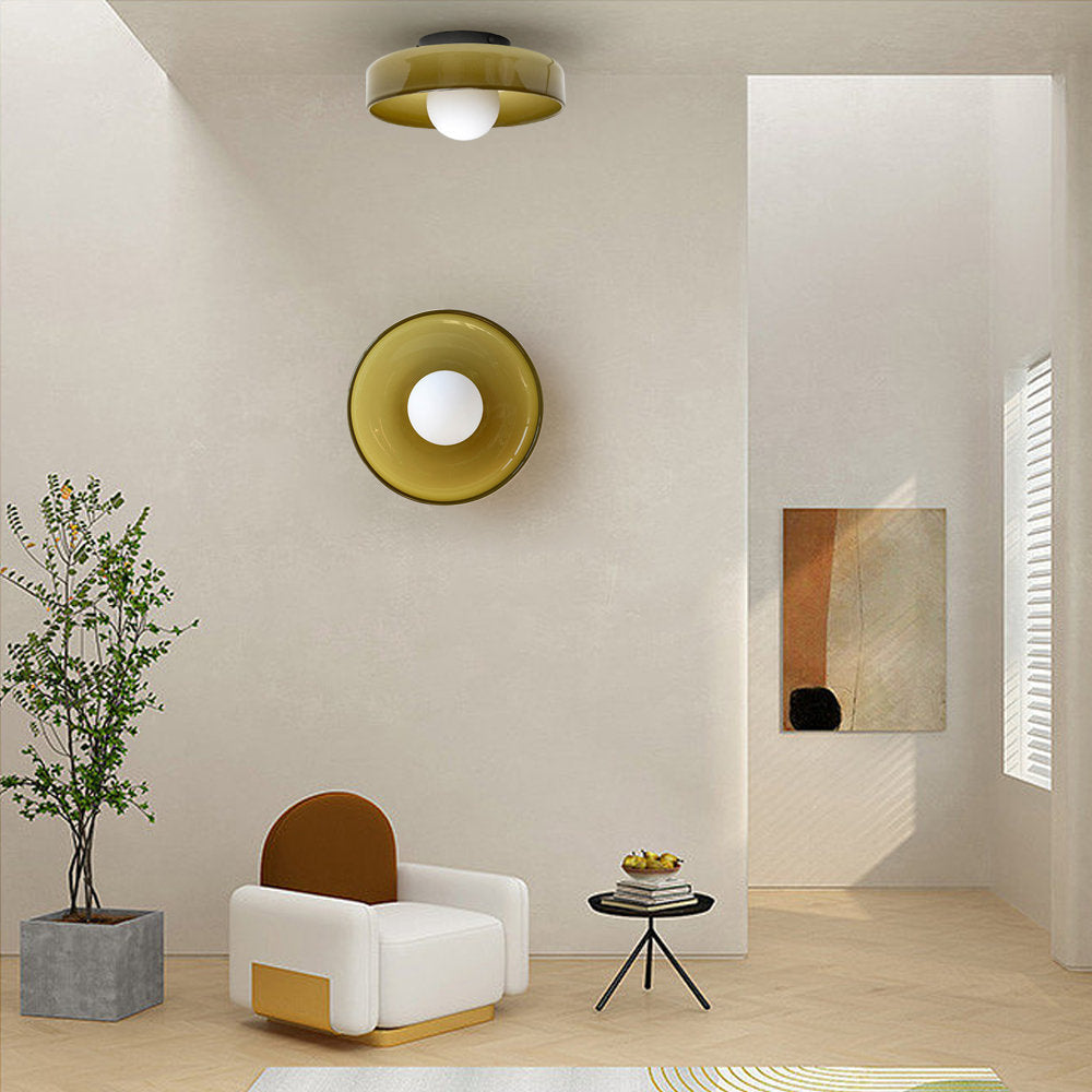Contemporary Amber Glass Ceiling Light with G9 LED - Available in 25cm and 35cm, 220-240V