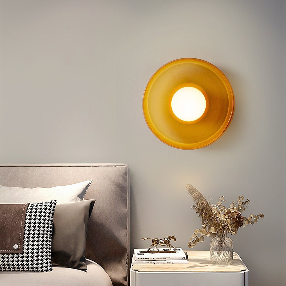 Contemporary Amber Glass Ceiling Light with G9 LED - Available in 25cm and 35cm, 220-240V