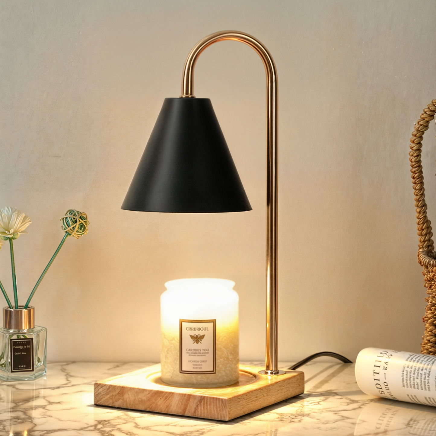 Adjustable Brightness Candle Warmer Lamp, Electric Aroma Diffuser, Contemporary Style