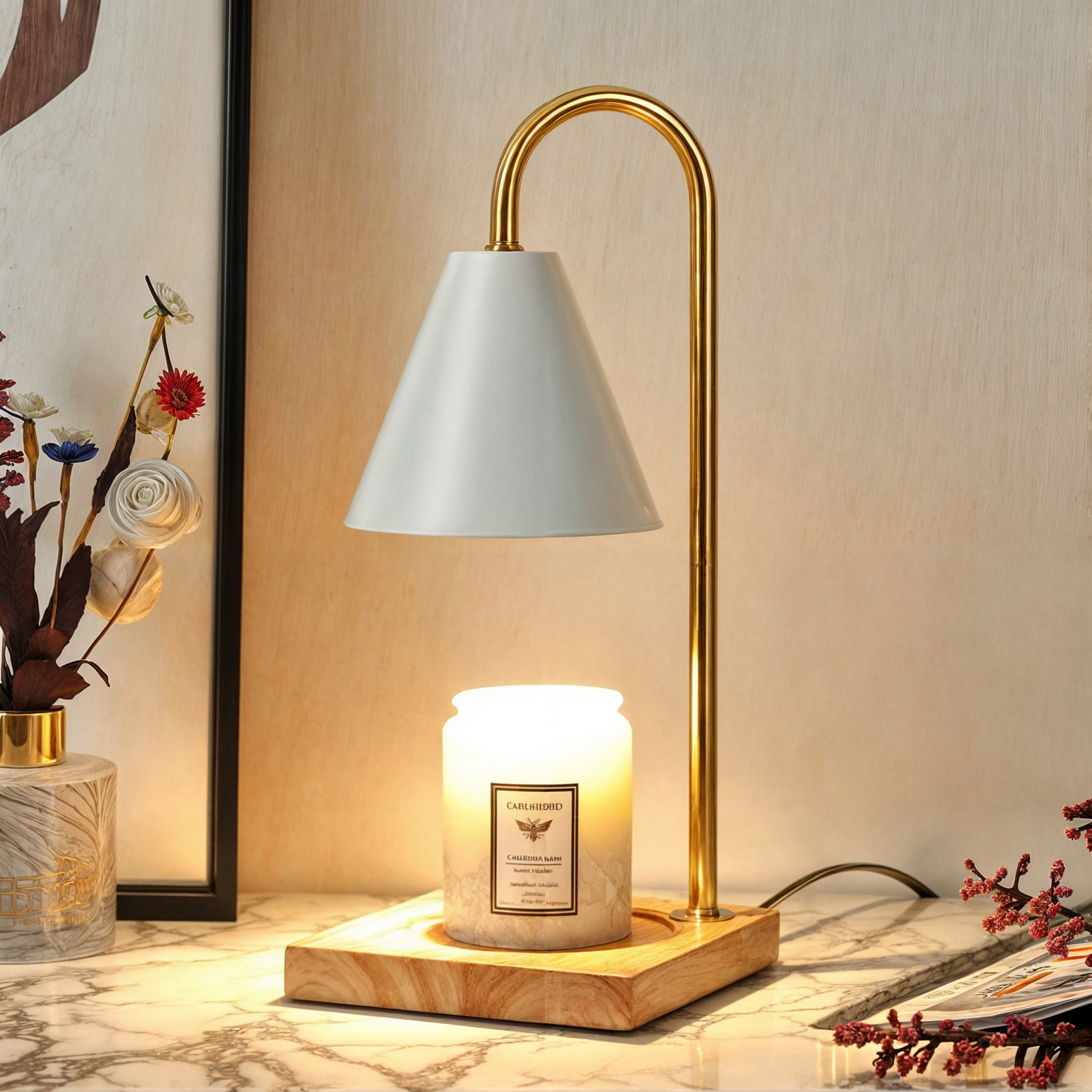 Adjustable Brightness Candle Warmer Lamp, Electric Aroma Diffuser, Contemporary Style