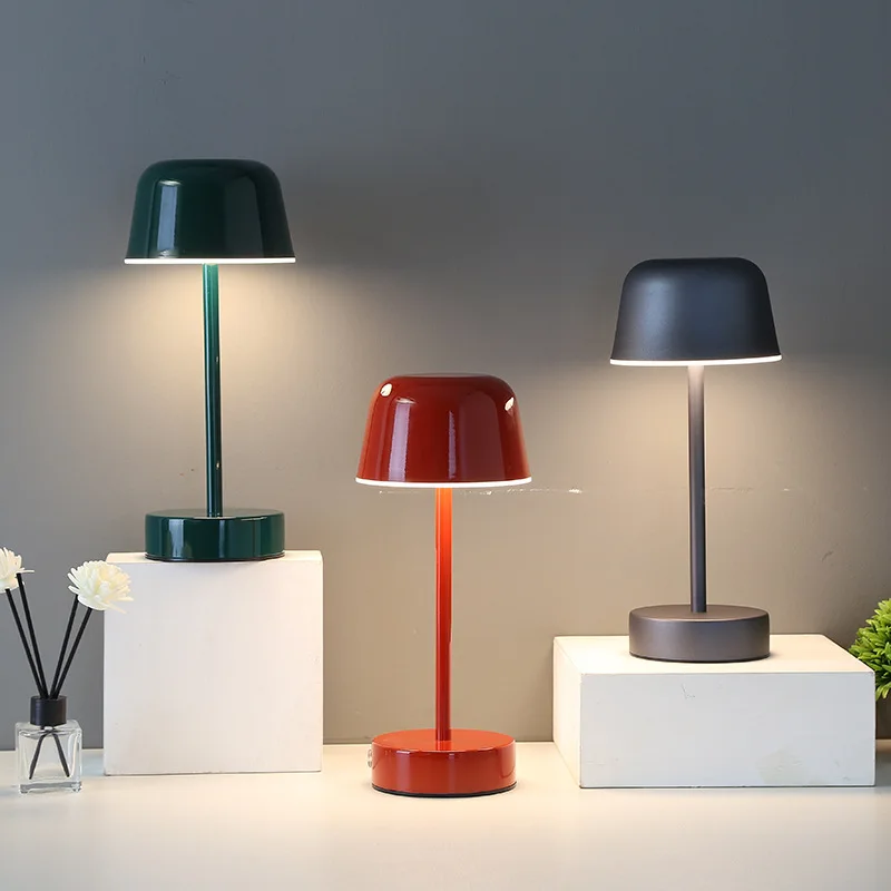 Rechargeable Wireless Portable Iron Table Lamp with Dimmable Lighting