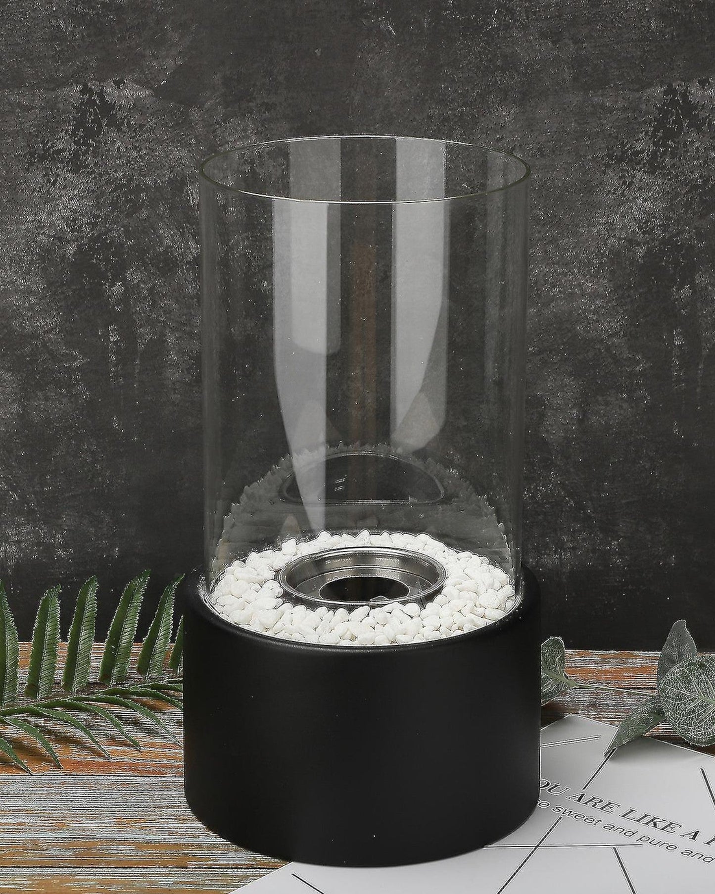 Elegant Eternal Flame Oil Lamp - 26x14cm Metal & Glass, Open Flame, Safe Design